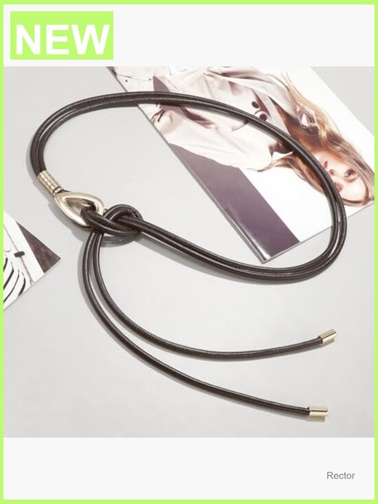 PU Leather Double Tie Belt with Gold Buckle for Dresses main image 4